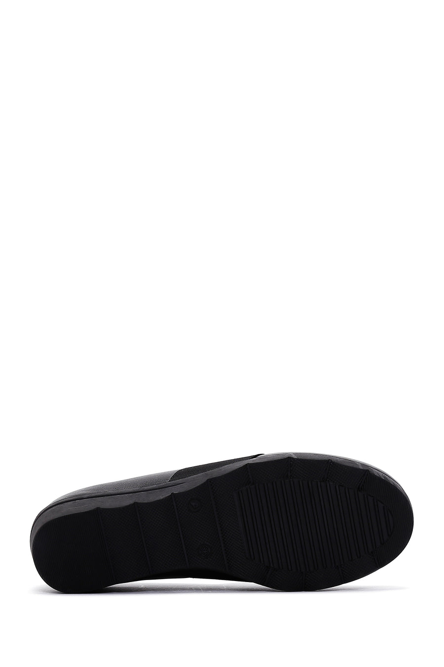 Woman Black Leather Wedge Heel Comfort Shoes