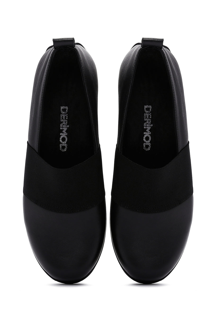 Woman Black Leather Wedge Heel Comfort Shoes
