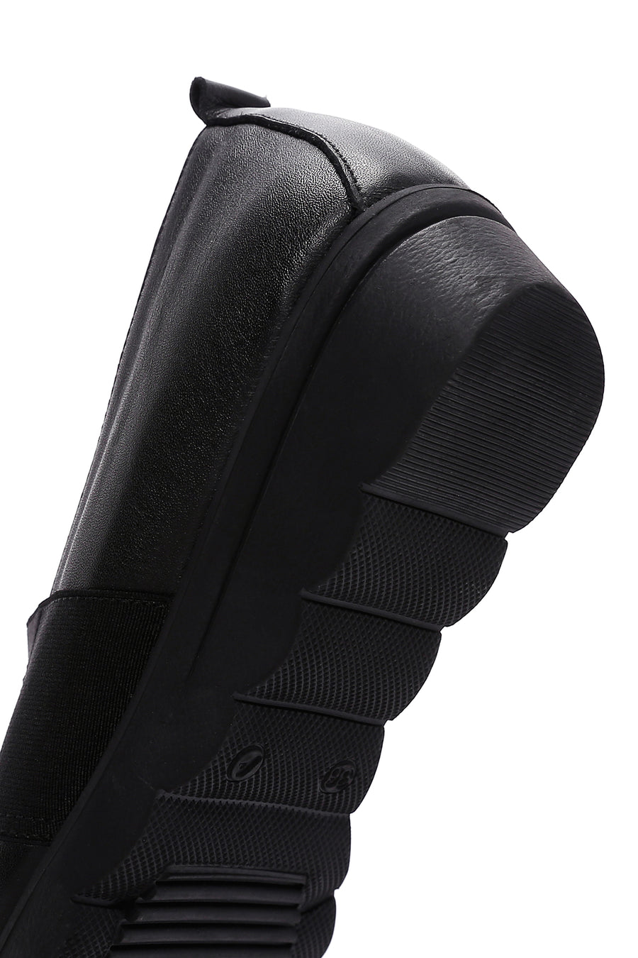 Woman Black Leather Wedge Heel Comfort Shoes