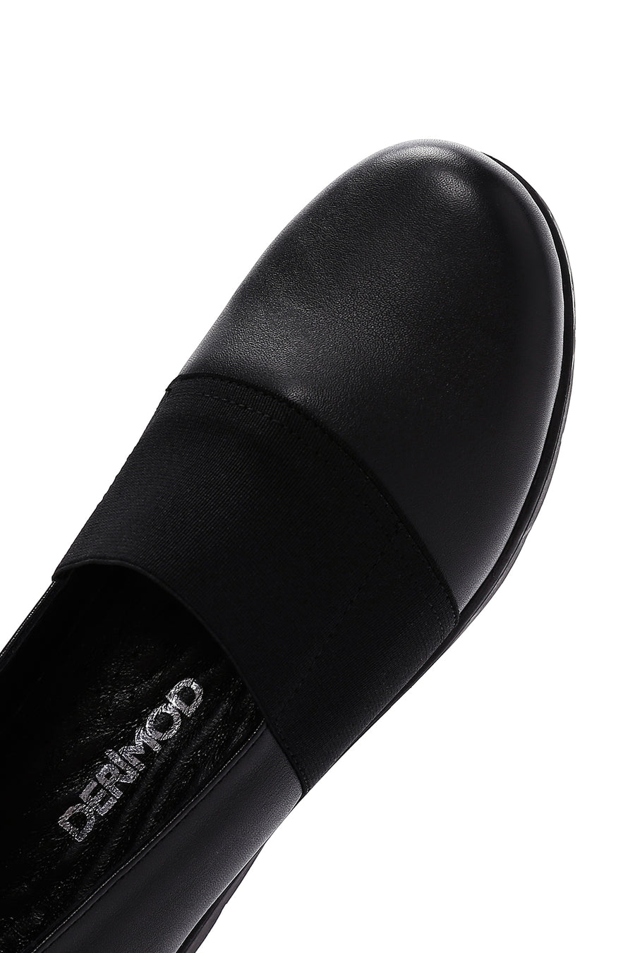 Woman Black Leather Wedge Heel Comfort Shoes