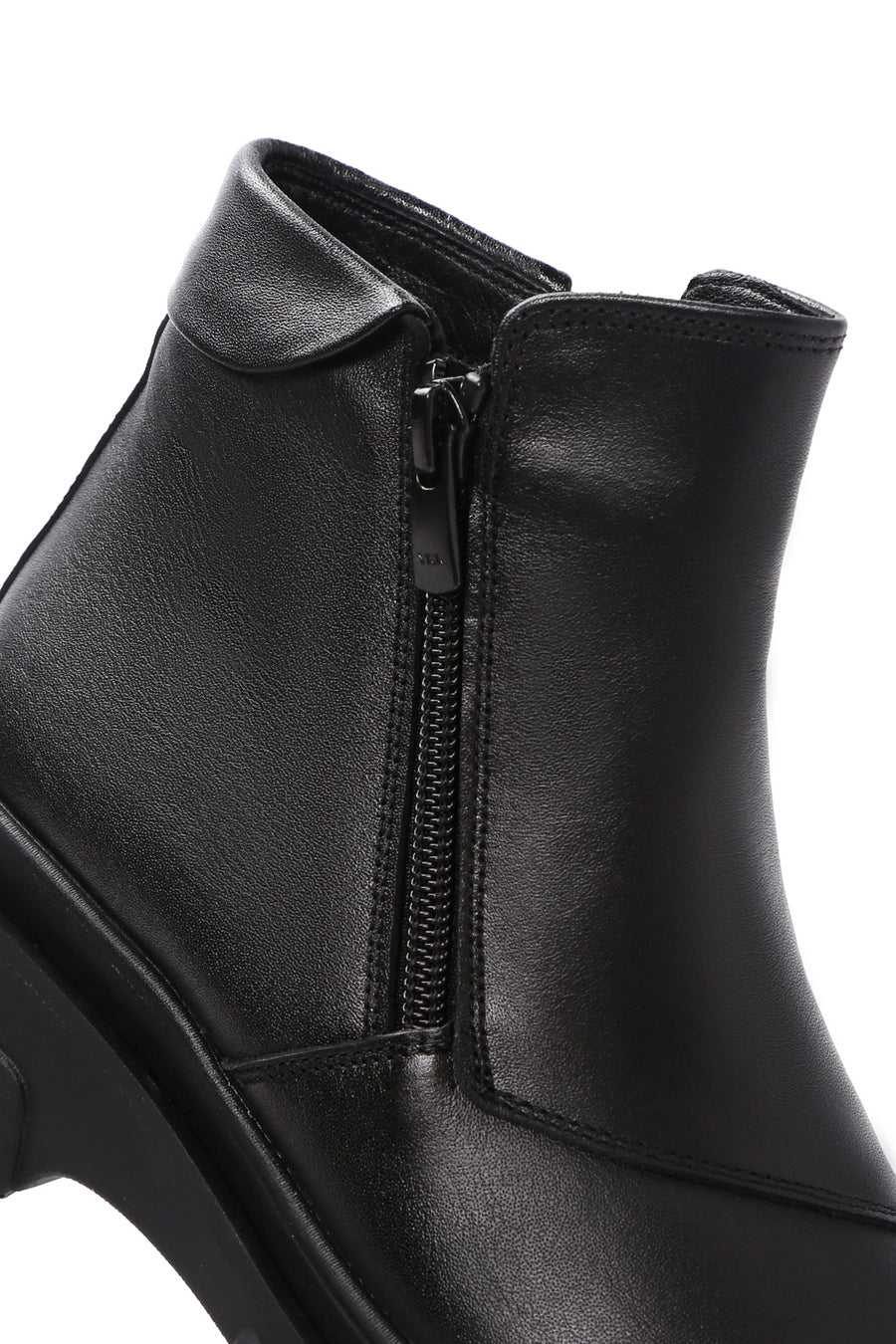Women's Black Leather Zippered Comfort Boots