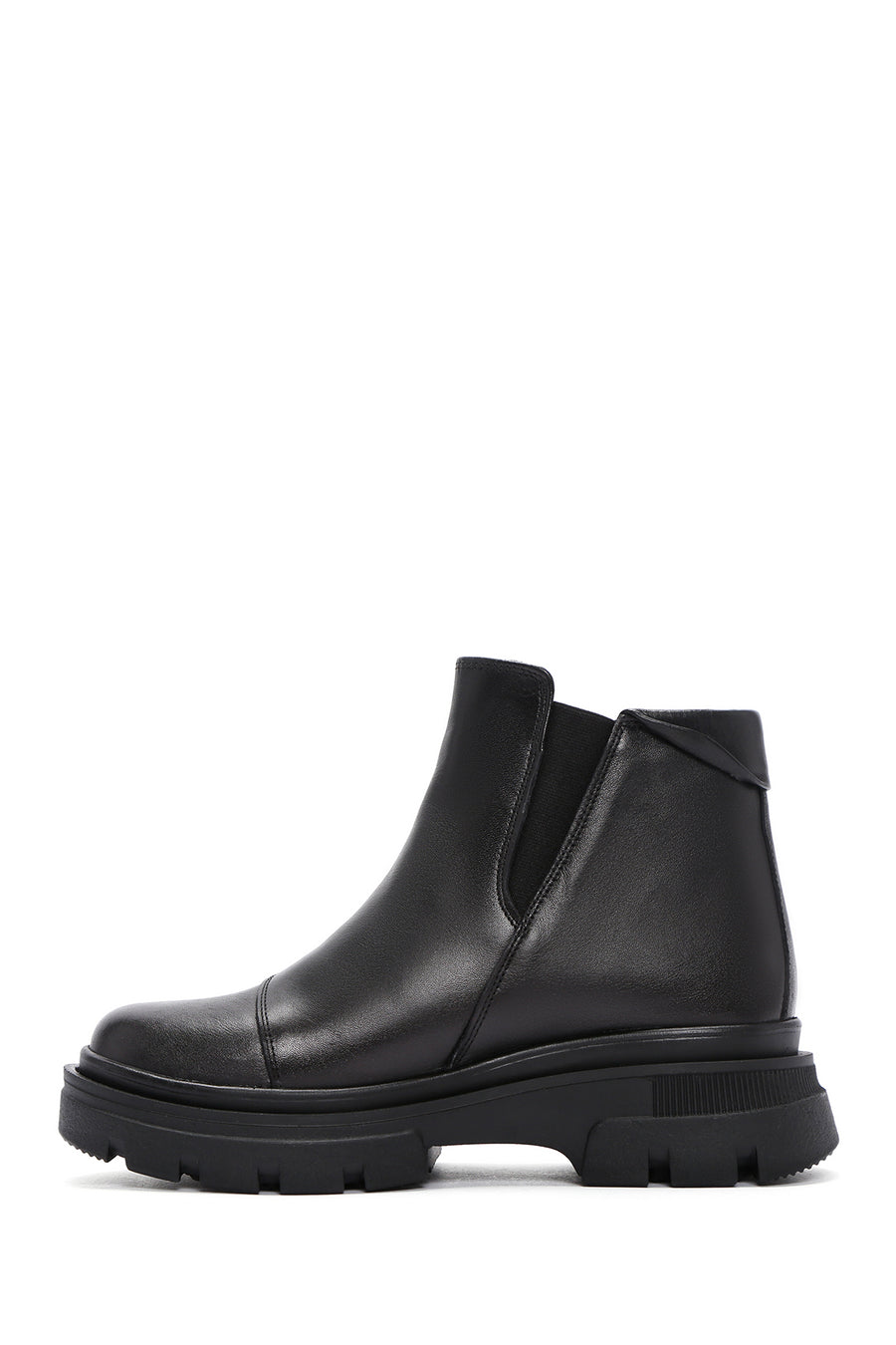 Women's Black Leather Zippered Comfort Boots