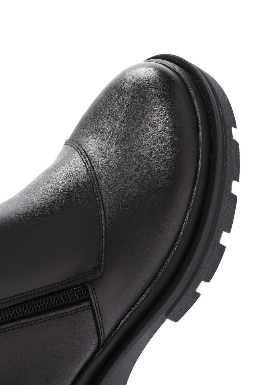 Women's Black Leather Zippered Comfort Boots