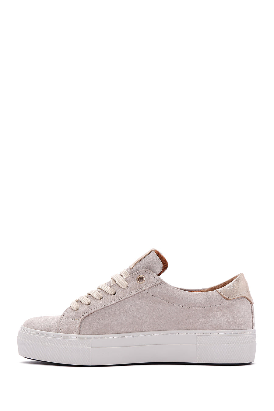 Women's Beige Suede Leather Thick Soled Sneaker