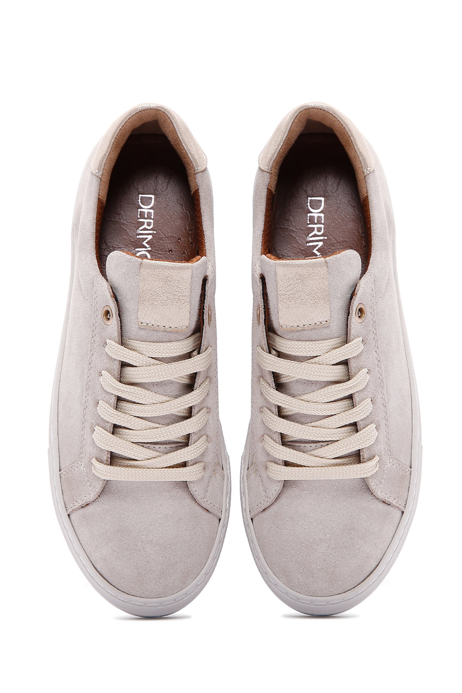 Women's Beige Suede Leather Thick Soled Sneaker