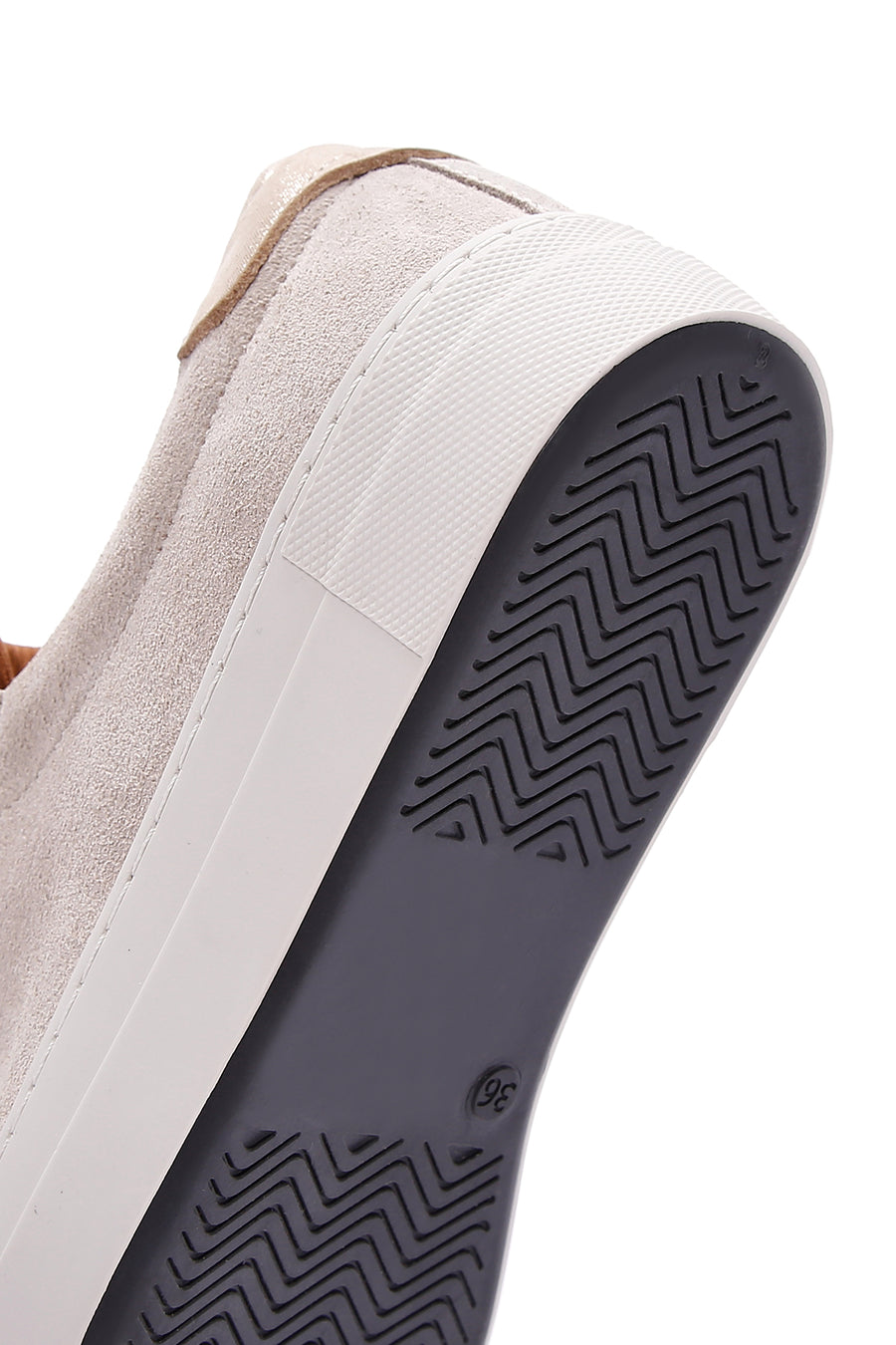 Women's Beige Suede Leather Thick Soled Sneaker