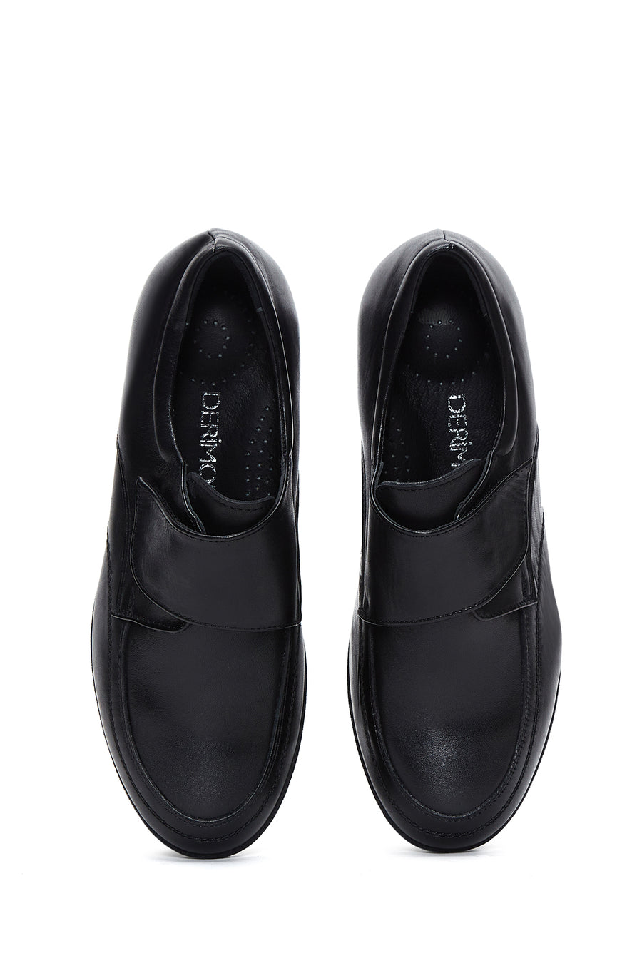 Women's Black Leather Wedge Heel Comfort Shoes
