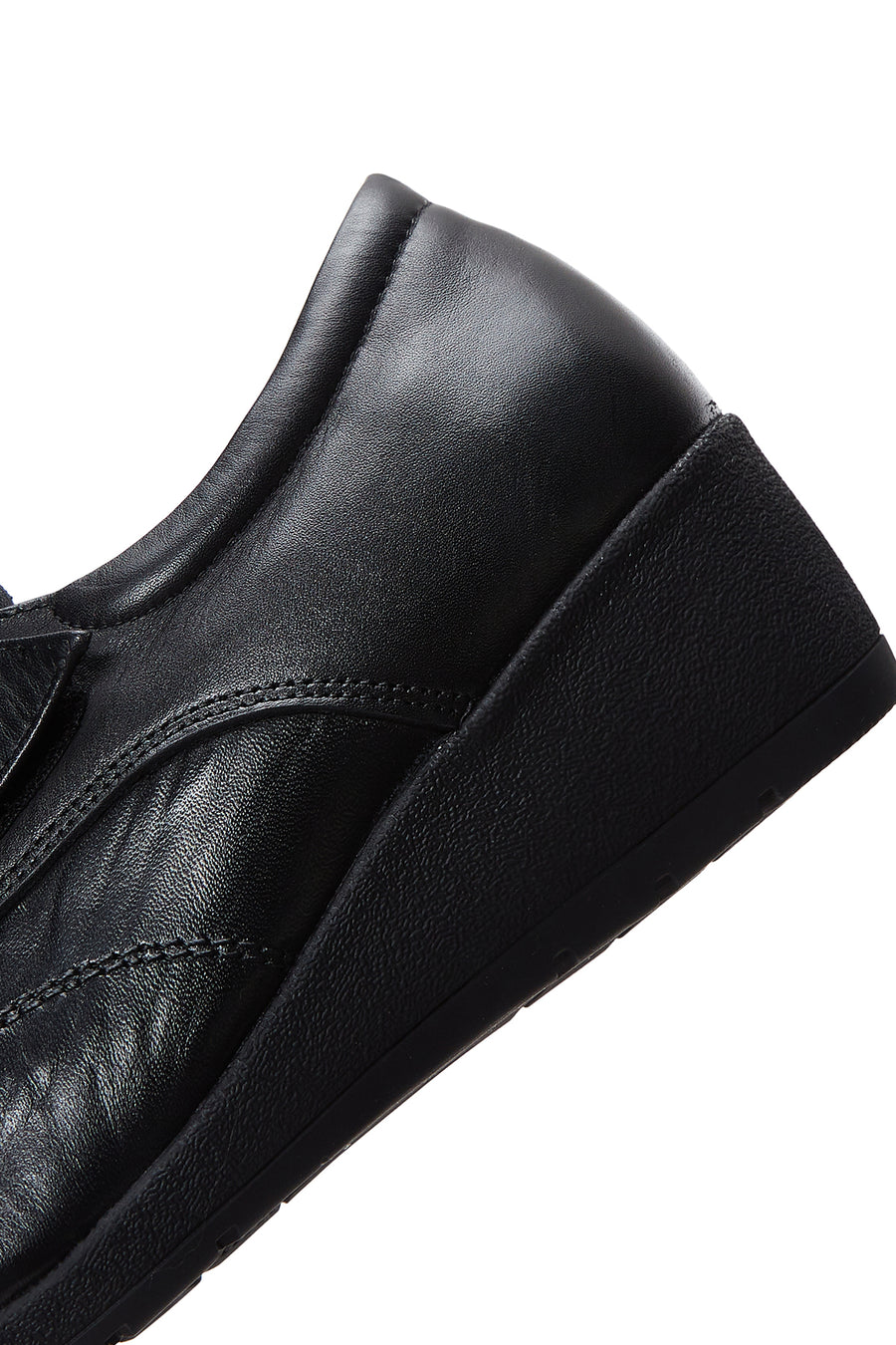 Women's Black Leather Wedge Heel Comfort Shoes