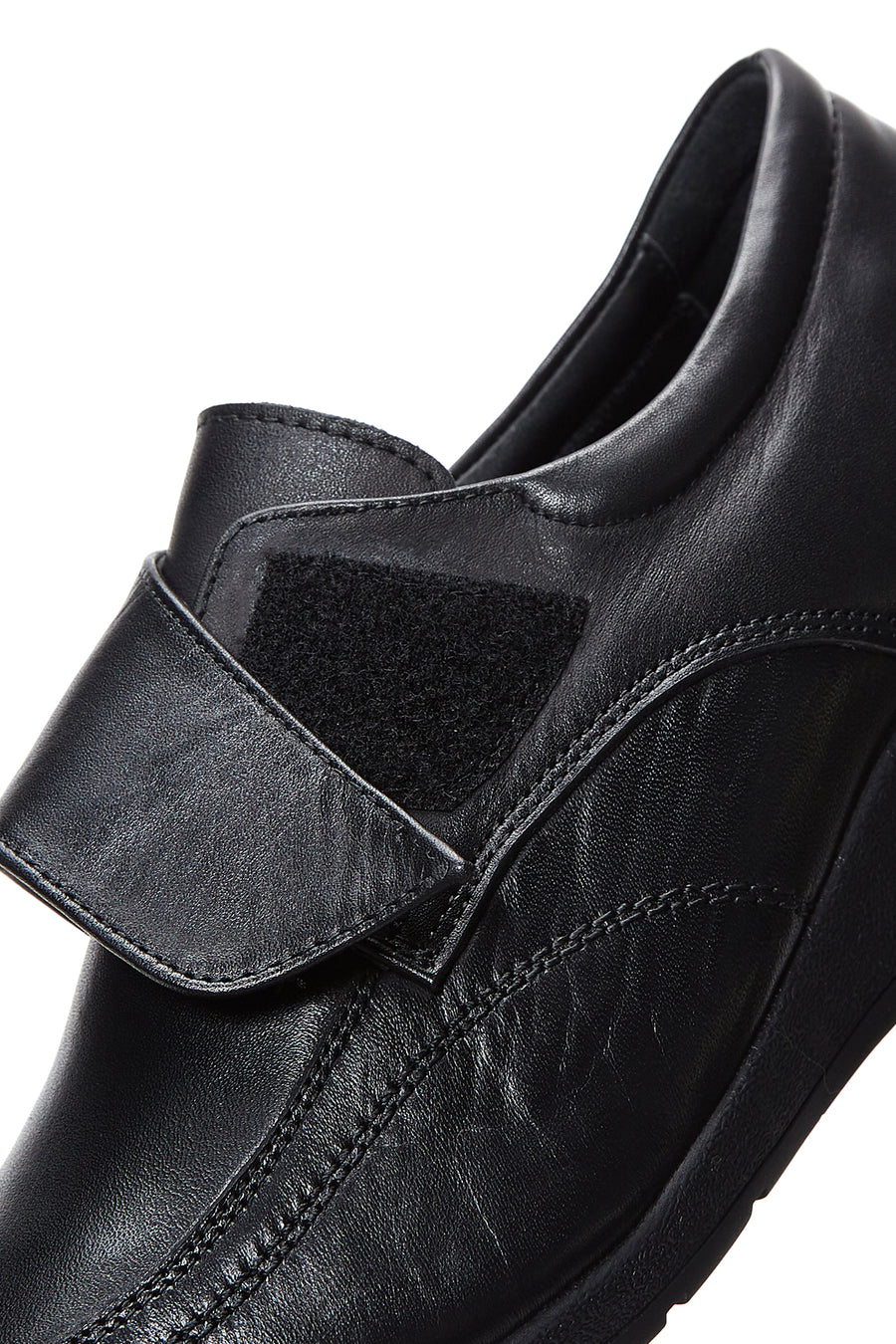 Women's Black Leather Wedge Heel Comfort Shoes