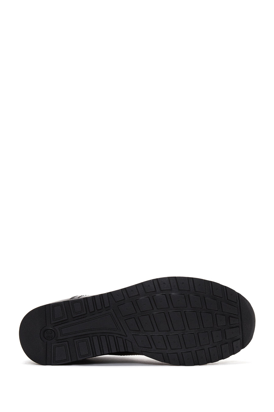 Women's Black Leather Thick Soled Sneaker
