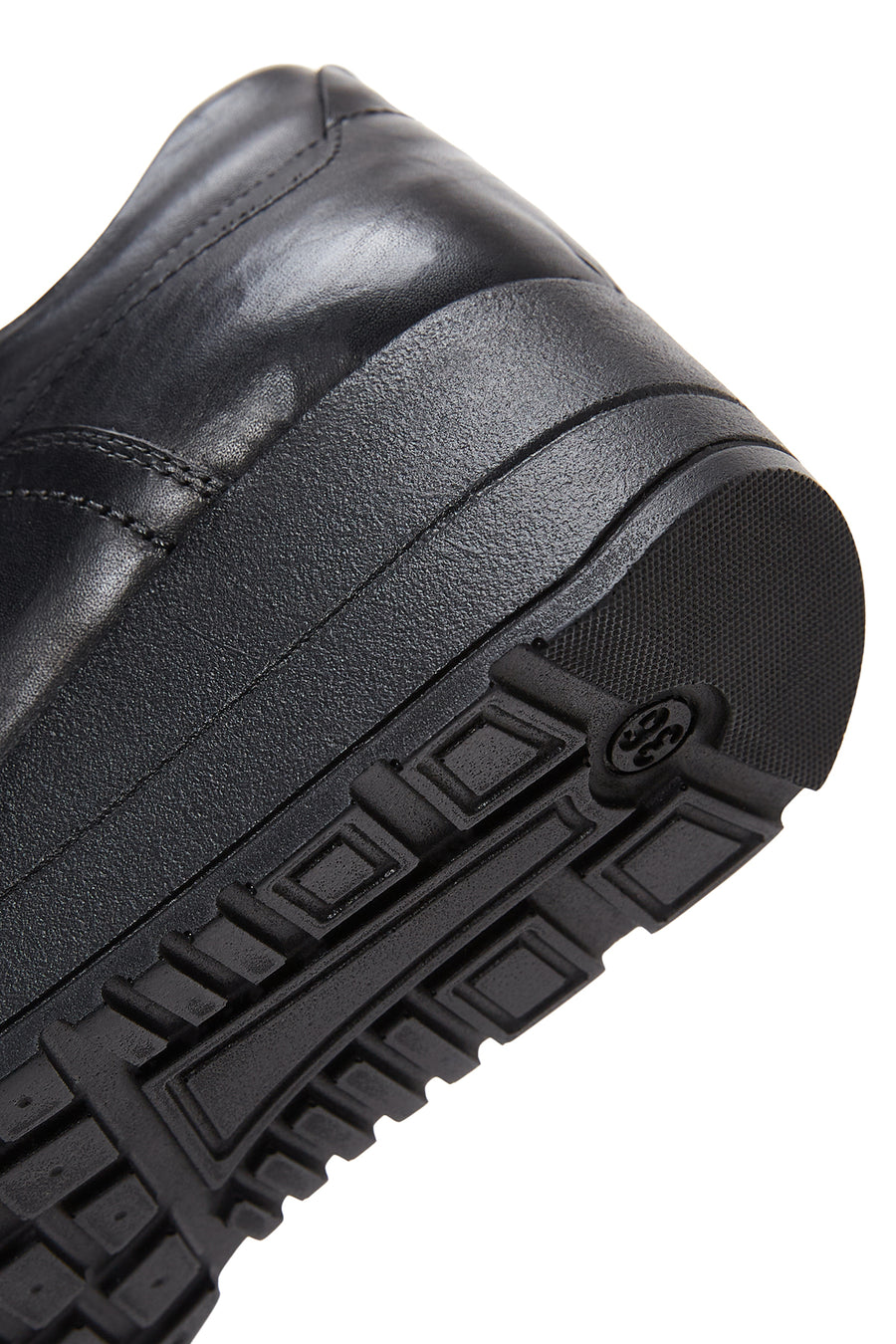 Women's Black Leather Thick Soled Sneaker