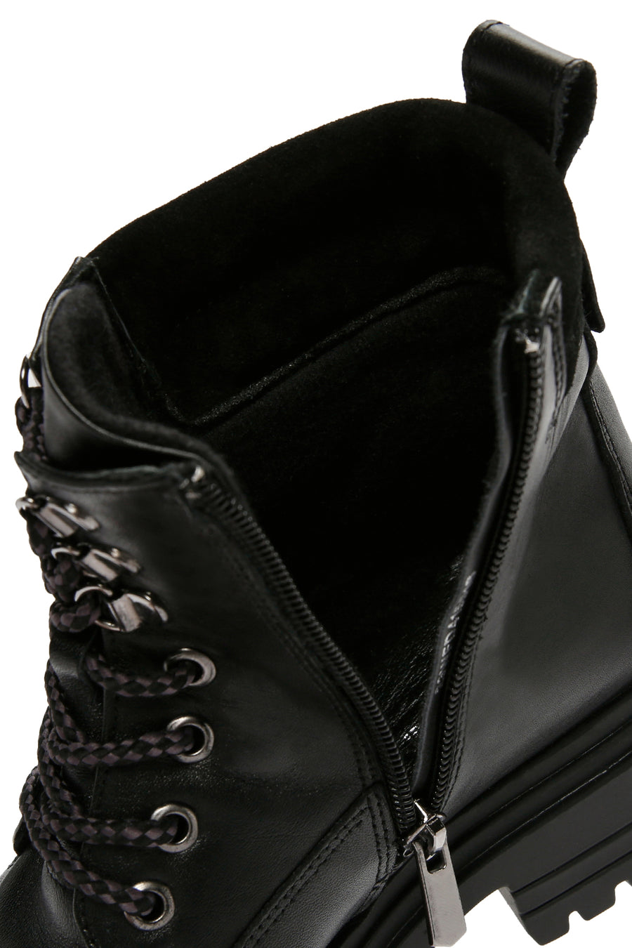 Women's Black Zippered Leather Boots