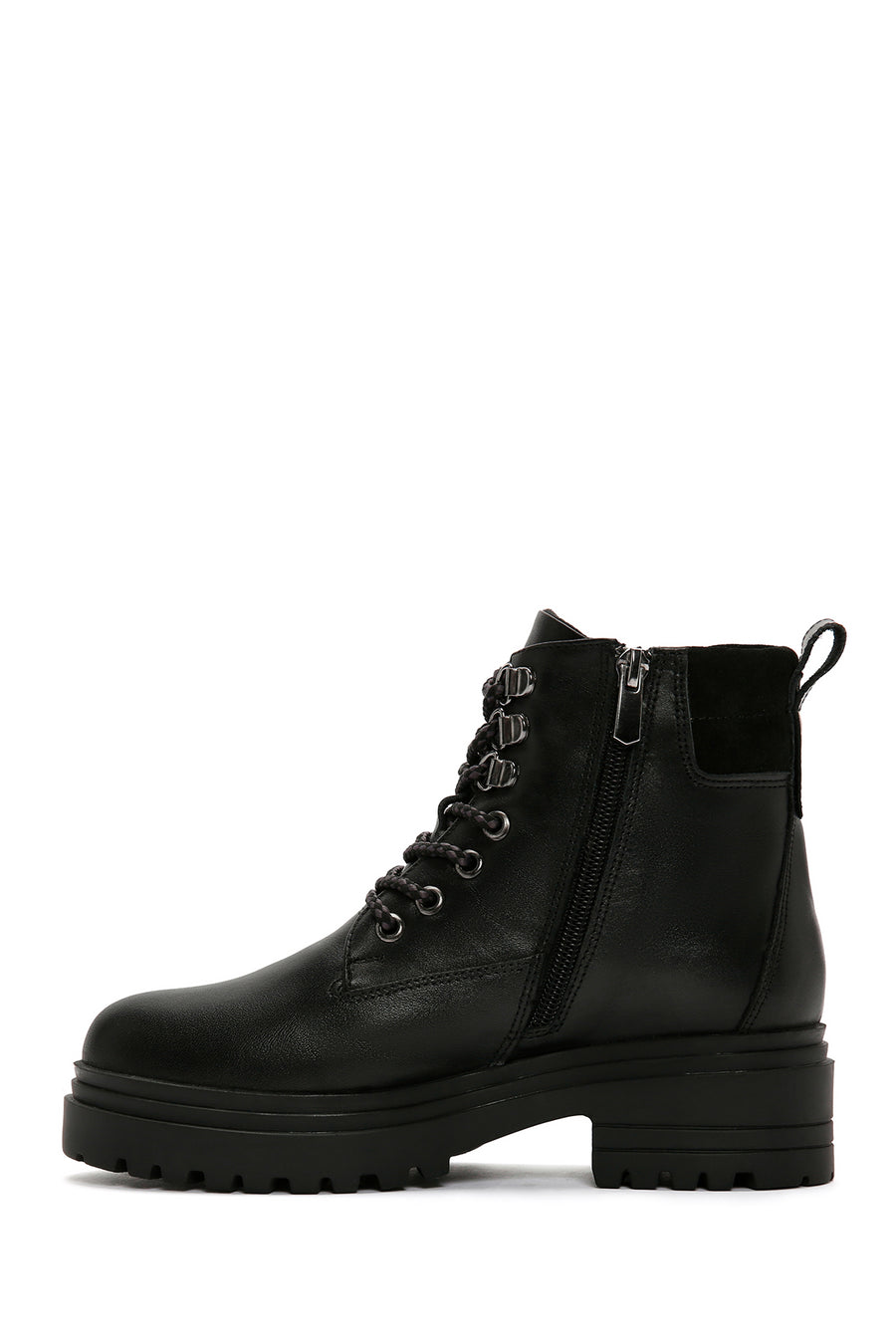 Women's Black Zippered Leather Boots