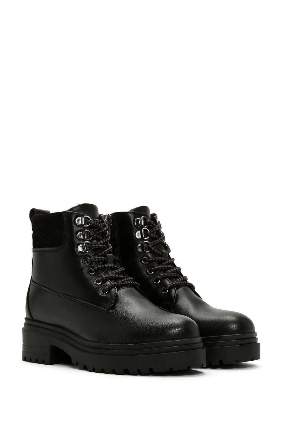 Women's Black Zippered Leather Boots