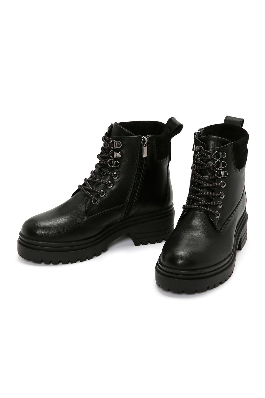 Women's Black Zippered Leather Boots