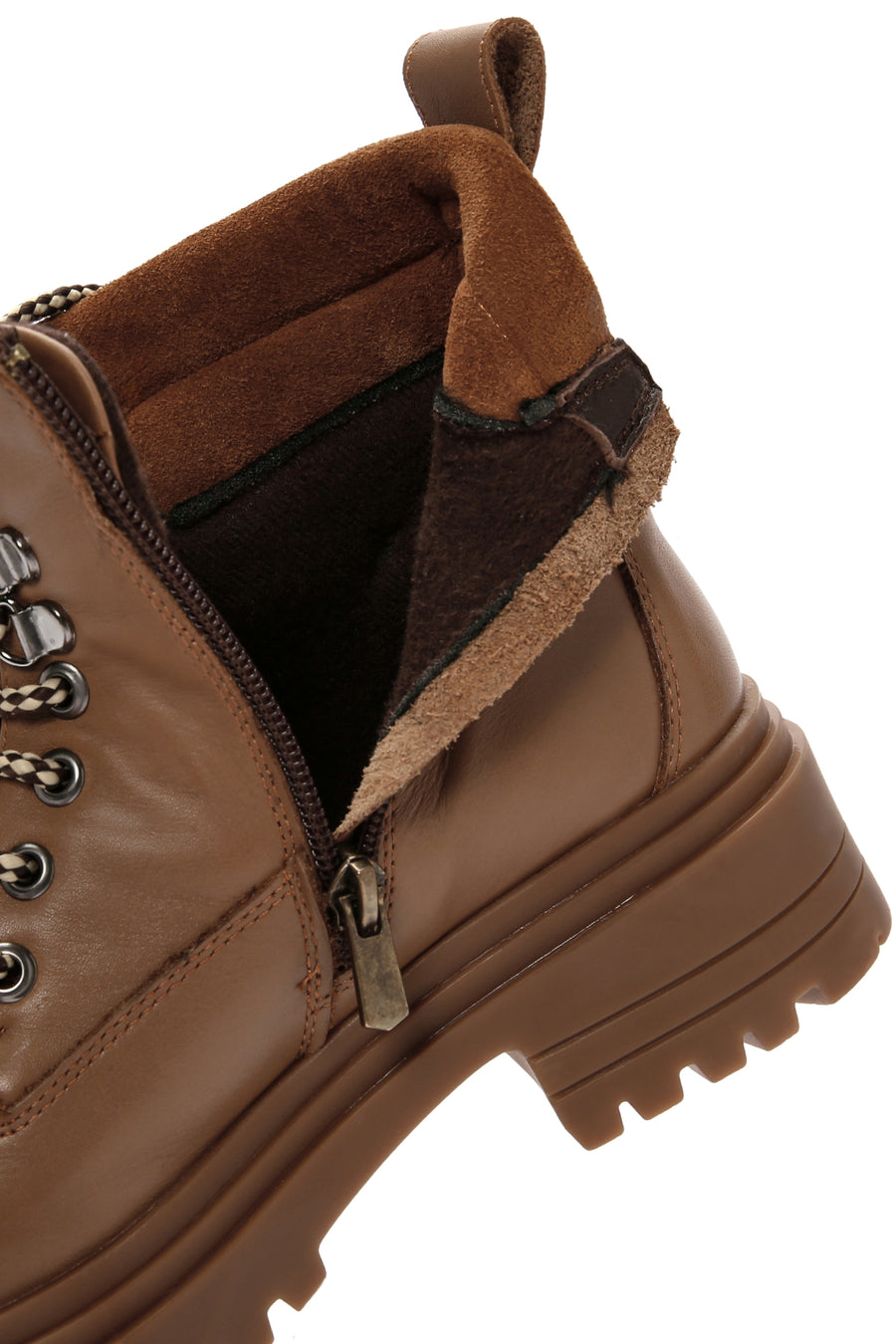 Women's Tan Zippered Leather Boots