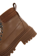 Women's Tan Zippered Leather Boots | Derimod