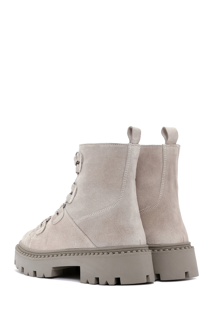 Women's Gray Suede Leather Zippered Boots