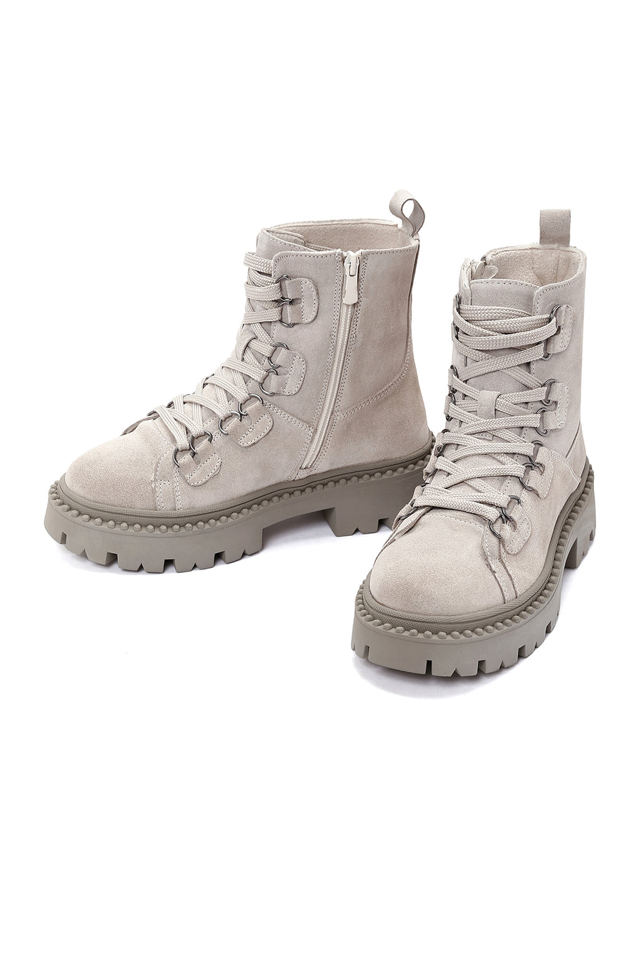 Women's Gray Suede Leather Zippered Boots