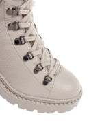 Women's Beige Short Heeled Leather Boots | Derimod