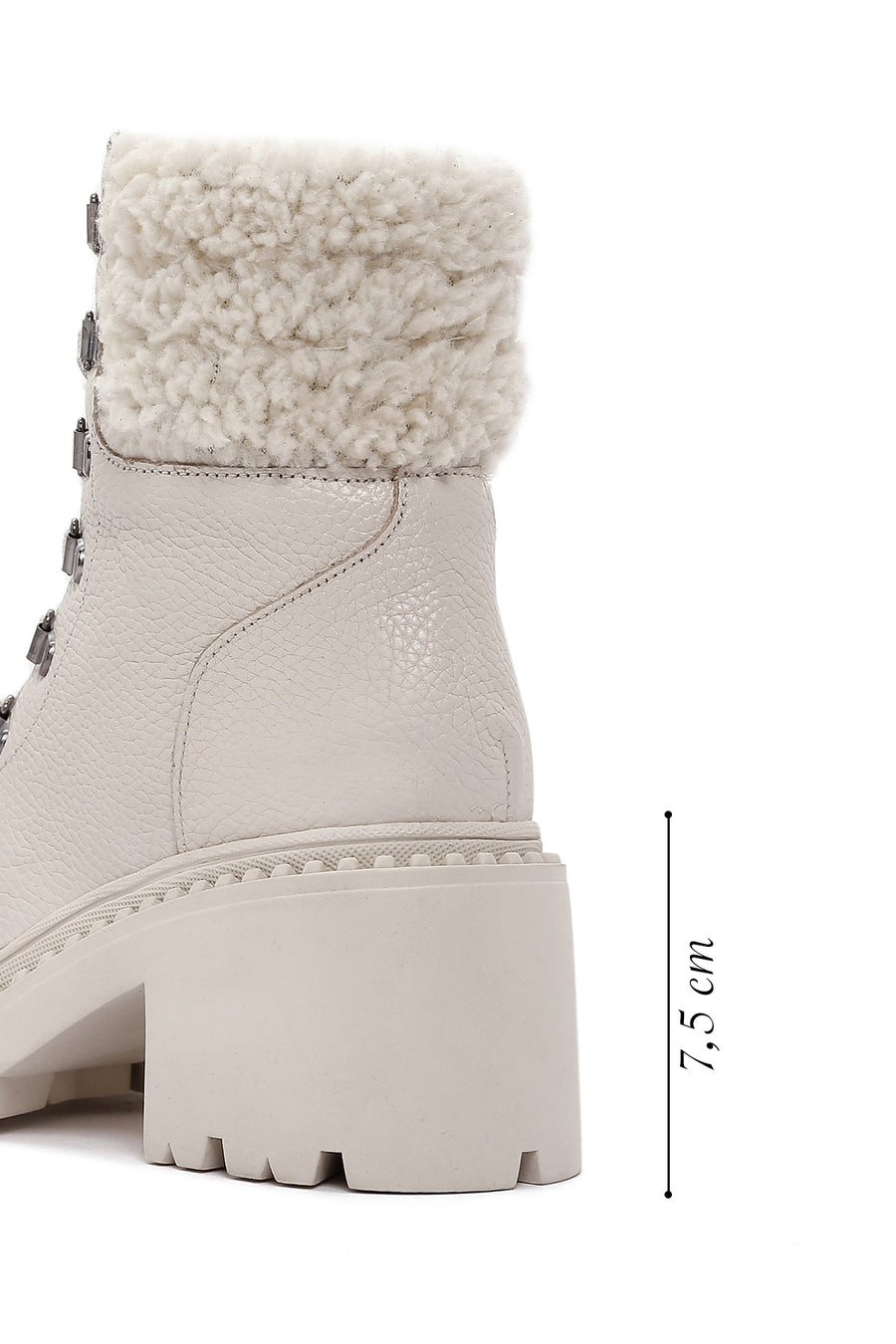 Women's Beige Short Heeled Leather Boots