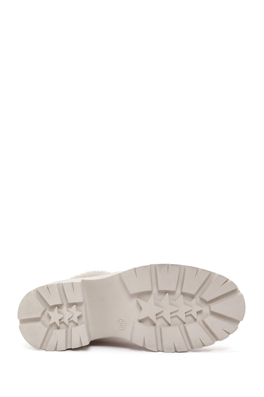 Women's Beige Short Heeled Leather Boots