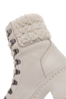Women's Beige Short Heeled Leather Boots | Derimod