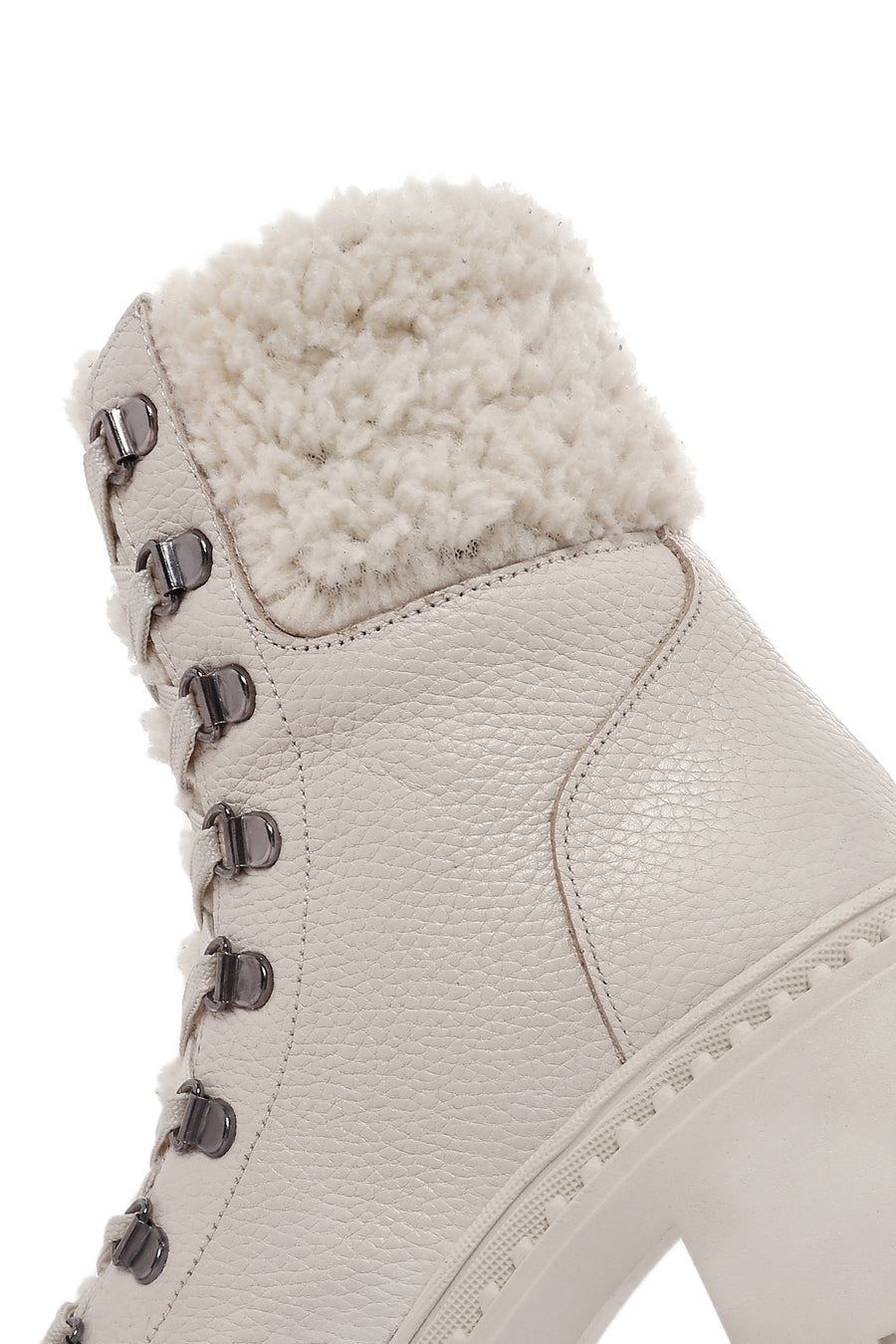 Women's Beige Short Heeled Leather Boots