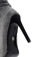 Women's Silver Thin Heeled Stone Boots | Derimod