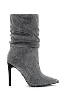 Women's Silver Thin Heeled Stone Boots | Derimod