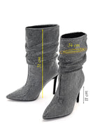 Women's Silver Thin Heeled Stone Boots | Derimod