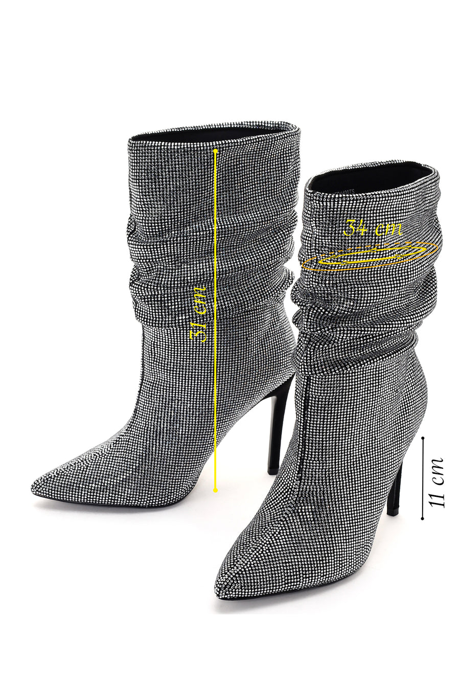 Women's Silver Thin Heeled Stone Boots