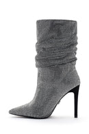 Women's Silver Thin Heeled Stone Boots | Derimod