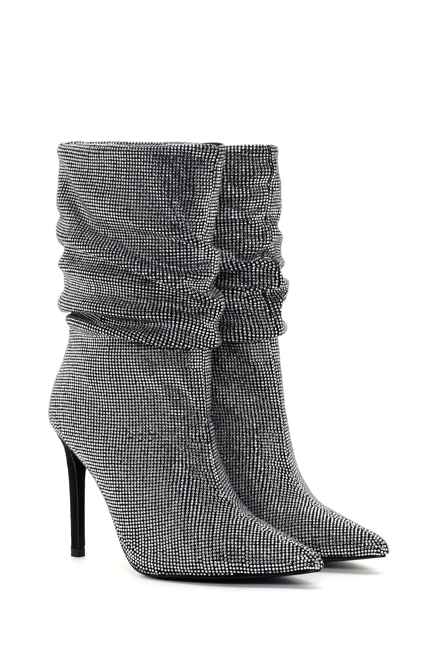 Women's Silver Thin Heeled Stone Boots
