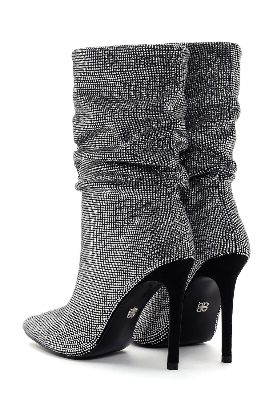Women's Silver Thin Heeled Stone Boots
