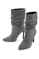Women's Silver Thin Heeled Stone Boots | Derimod