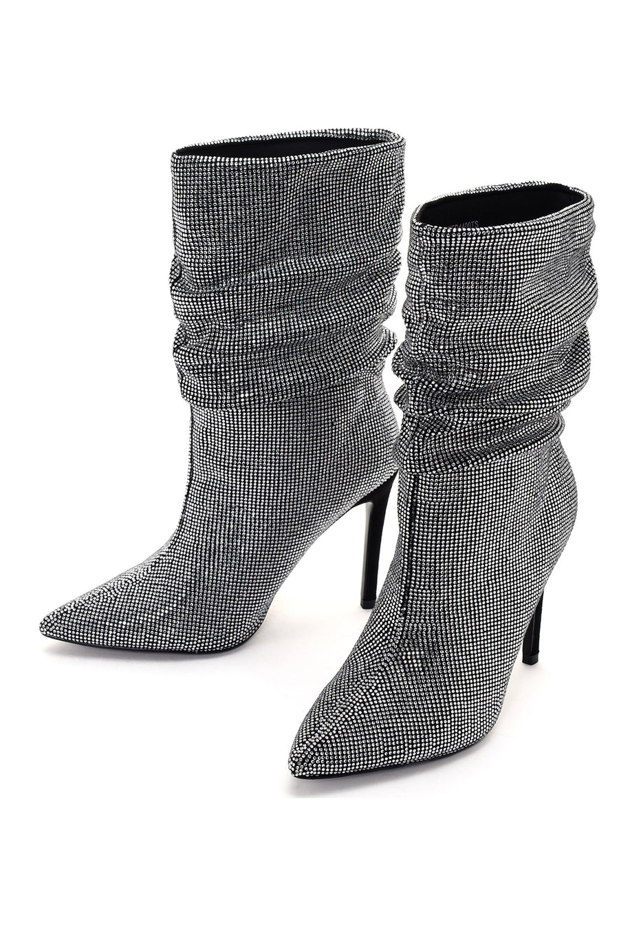 Women's Silver Thin Heeled Stone Boots