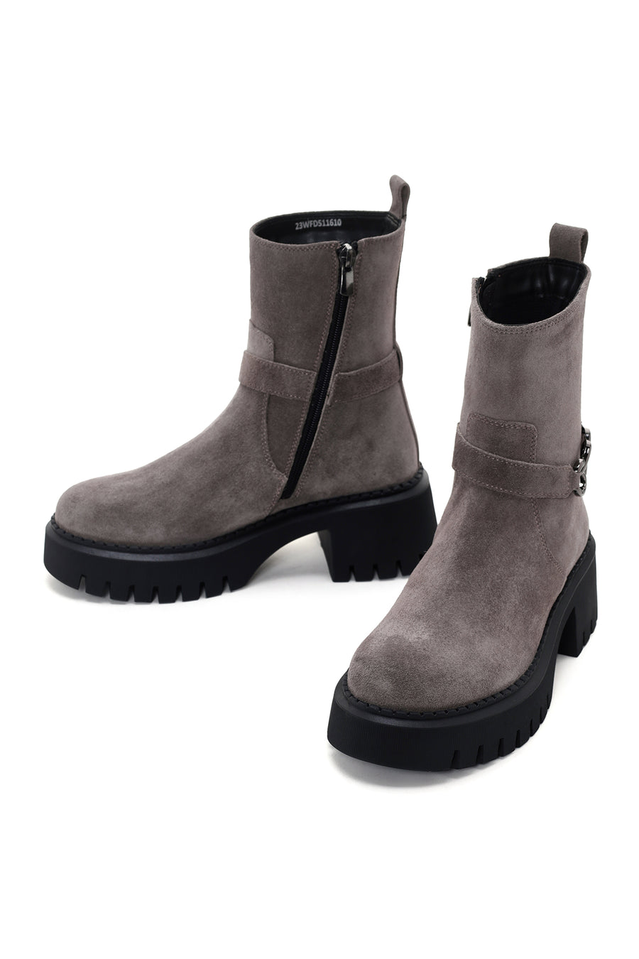 Women's Mink Thick Soled Zippered Suede Leather Boots