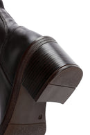Women's Brown Leather Zippered Heeled Boots | Derimod