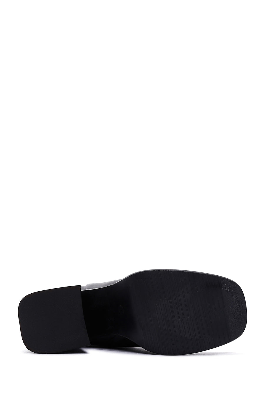 Women's Black Thick Heeled Leather Boots