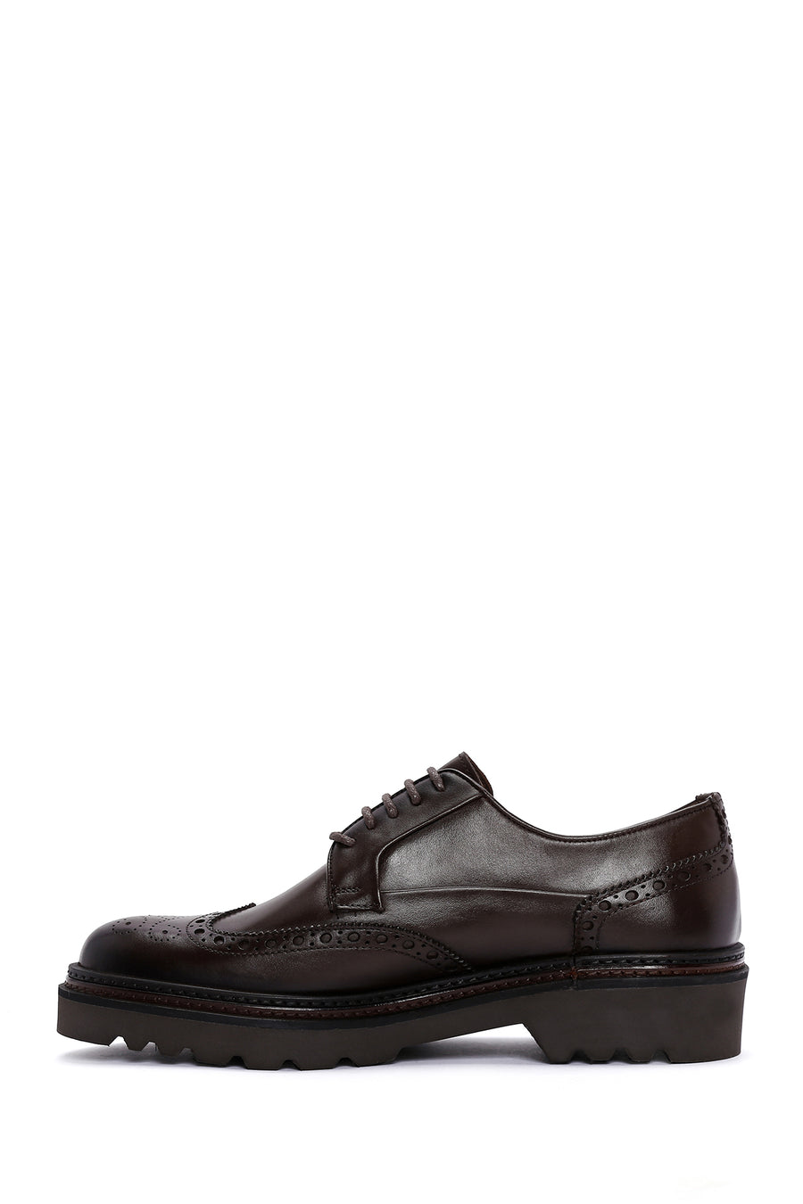 Men's Brown Leather Thick Soled Casual Shoes