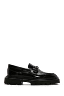 Erkek Siyah Rugan Deri Tokalı Kalın Tabanlı Casual Loafer | Derimod