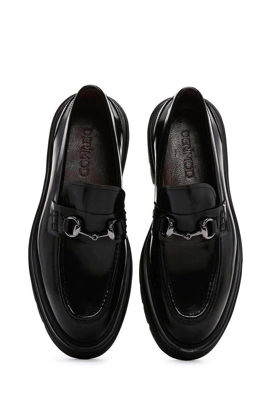 Erkek Siyah Rugan Deri Tokalı Kalın Tabanlı Casual Loafer