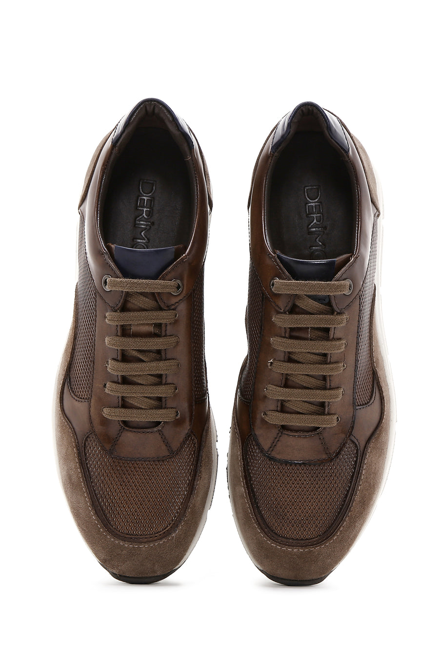 Erkek Kahverengi Deri Süet Detaylı Sneaker