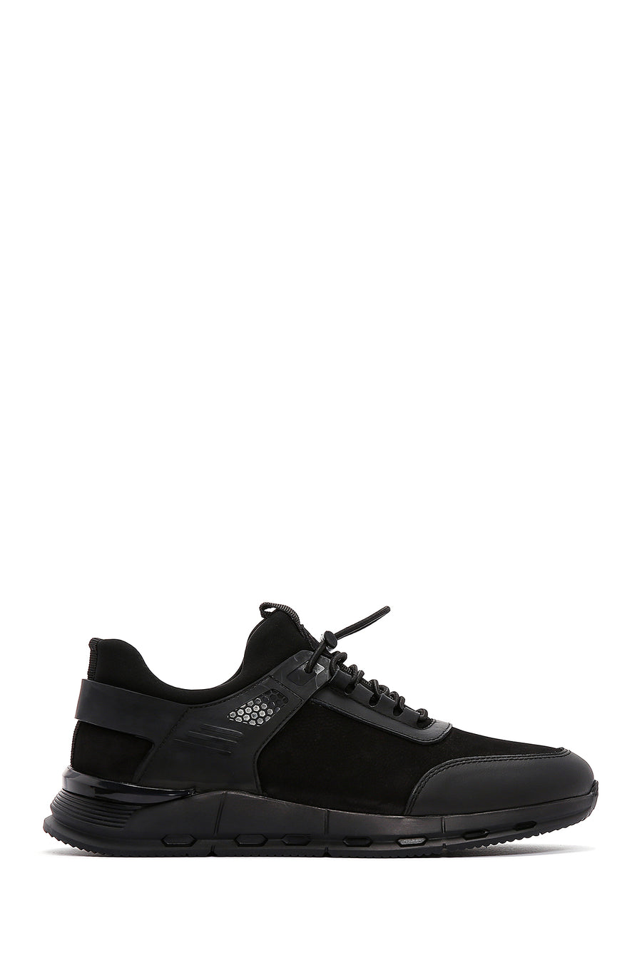 Men's Black Nubuck Leather Detailed Sneaker