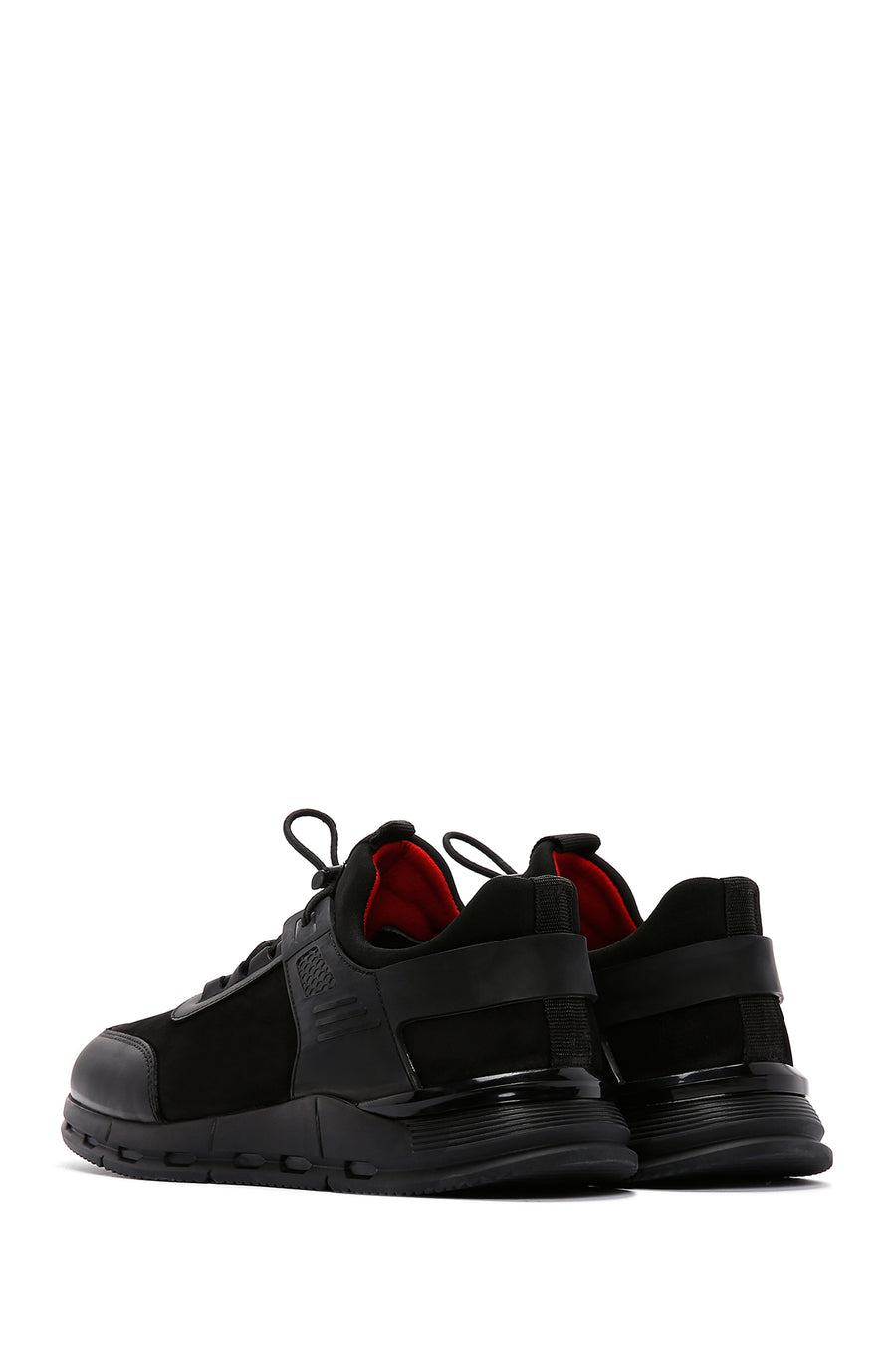 Men's Black Nubuck Leather Detailed Sneaker