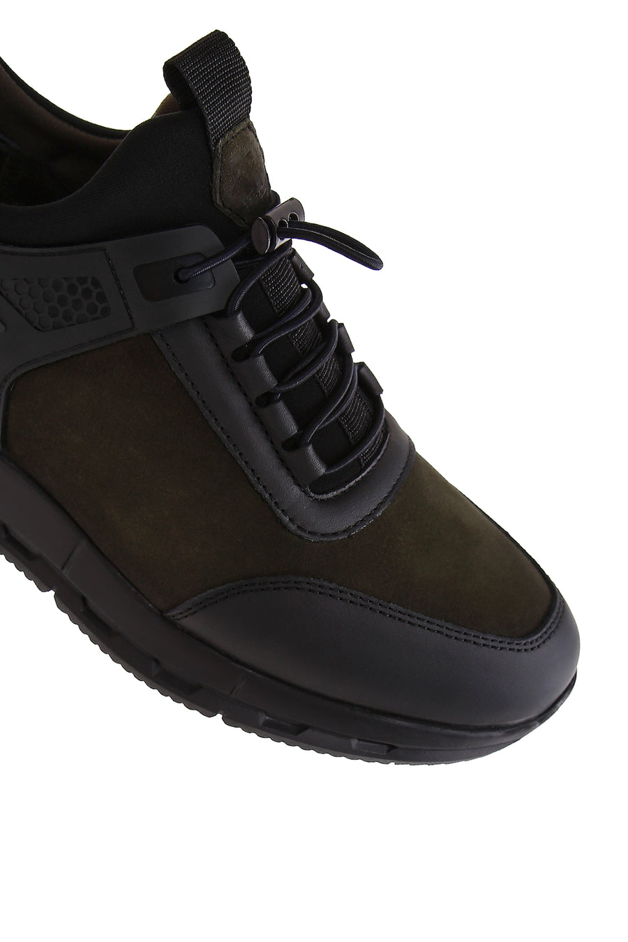 Erkek Haki Nubuk Deri Detaylı Sneaker