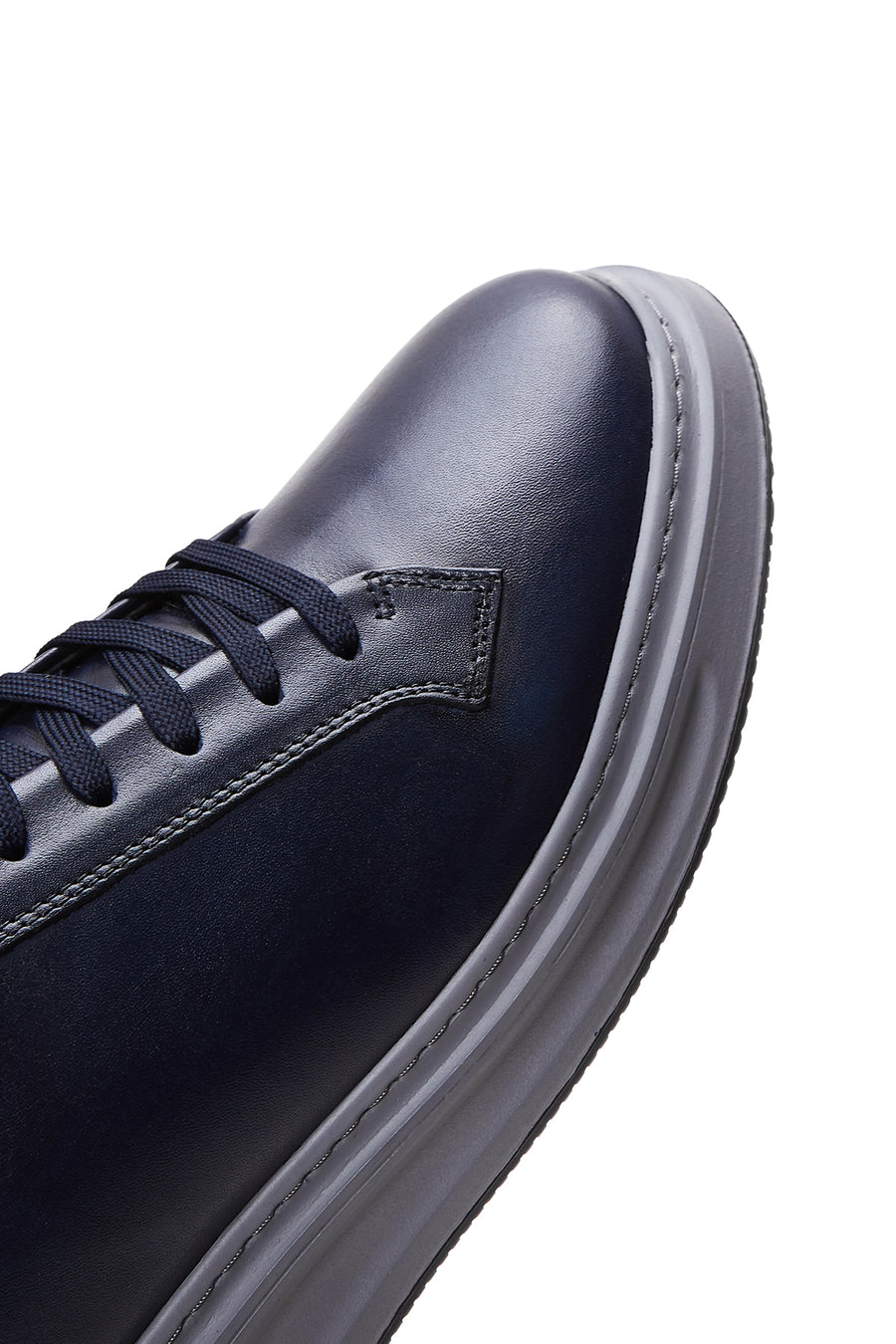 Men's Navy Blue Leather Thick Soled Sneaker