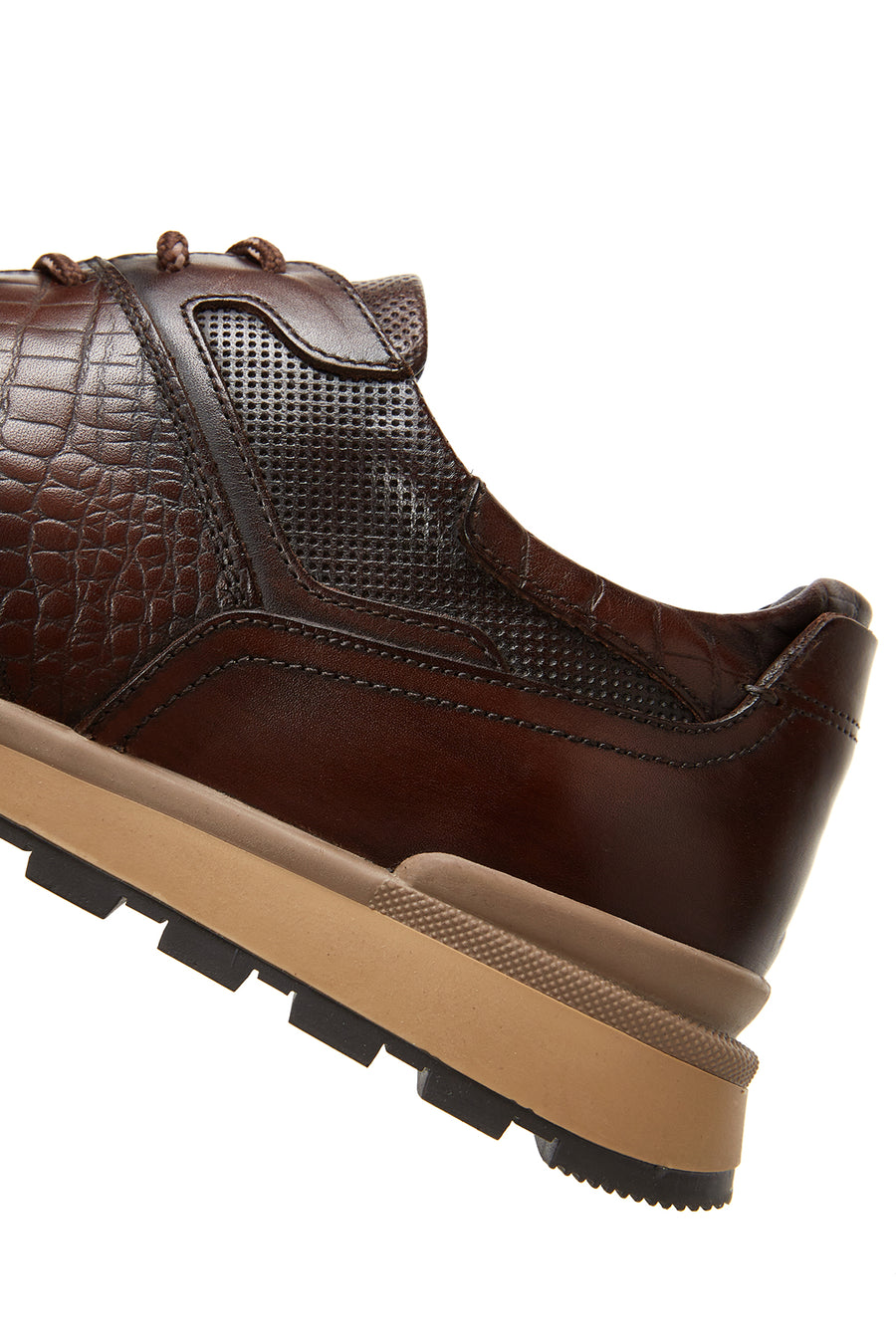 Erkek Kahverengi Deri Sneaker