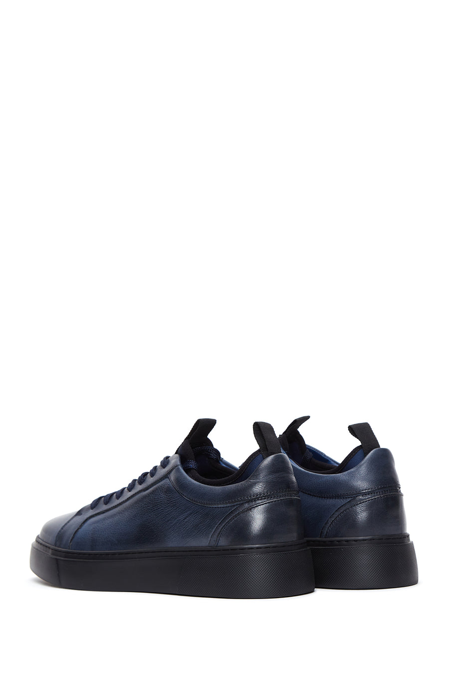 Men's Navy Blue Leather Thick Soled Sneaker